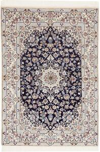 Tappeto Nain 6la Persia Medaglione Blu Notte Avorio 103x155 Cm