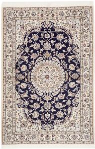 Tappeto Nain 6la Persia Medaglione Crema Blu Scuro 102x155 Cm
