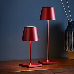 Sigor Nuindie mini lampada da tavolo LED, rotonda, USB-C, rosso ciliegia