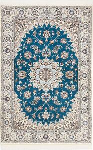 Tappeto Nain 6la Persia Medaglione Blu Petrolio Crema 110x164 Cm
