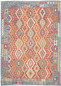 Tappeto Kilim Afghanistan Geometrico Rosso Blu 170x237 Cm