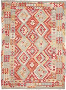 Tappeto Kilim Afghanistan Geometrico Rosso Azzurro 176x244 Cm