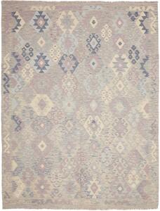 Tappeto Kilim Afghanistan Geometrico Grigio Blu 189x245 Cm