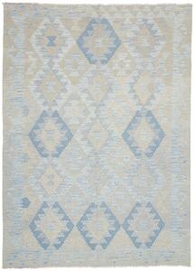 Tappeto Kilim Afghanistan Geometrico Azzurro Beige 179x246 Cm