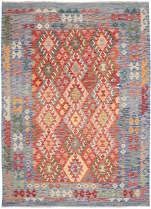 Tappeto Kilim Afghanistan Geometrico Blu Rosso 173x241 Cm