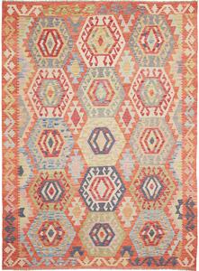 Tappeto Kilim Afghanistan Geometrico Arancione Multicolore 184x248 Cm