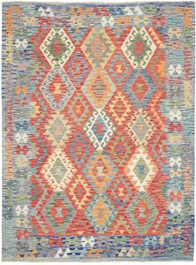 Tappeto Kilim Afghanistan Geometrico Blu Rosso 182x243 Cm