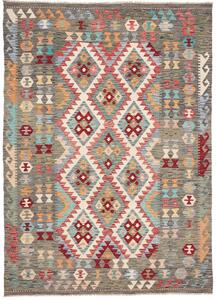 Tappeto Kilim Afghanistan Geometrico Grigio Multicolore 172x241 Cm