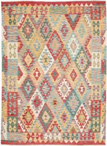 Tappeto Kilim Afghanistan Geometrico Multicolore Vibrante 174x223 Cm