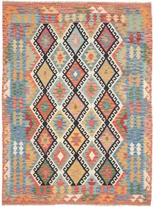 Tappeto Kilim Afghanistan Astratto Blu Arancio Rosso 174x235 Cm