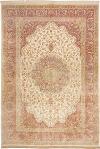 Tappeto Ghom Seta Persia Medaglione Avorio Rosso 250x363 Cm
