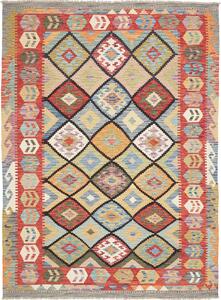 Tappeto Kilim Afghanistan Geometrico Multicolore Vivace 174x238 Cm