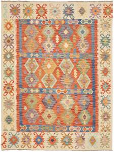 Tappeto Kilim Afghanistan Geometrico Arancione Multicolore 178x243 Cm
