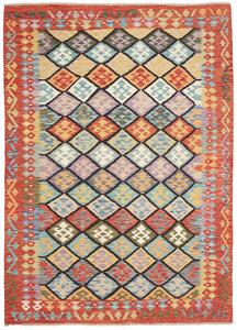 Tappeto Kilim Afghanistan Geometrico Rosso Multicolore 177x244 Cm