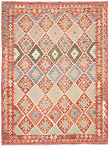 Tappeto Kilim Afghanistan Geometrico Terracotta Azzurro 179x237 Cm