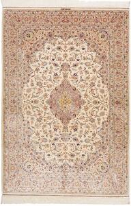 Tappeto Ghom Seta Persia Medaglione Crema Rosa 138x200 Cm