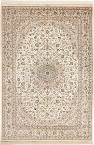 Tappeto Ghom Seta Persia Medaglione Crema Policromo 195x295 Cm