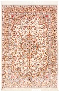 Tappeto Ghom Seta Persia Medaglione Avorio Rosso 135x199 Cm