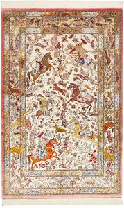 Tappeto Ghom Seta Persia Floreale Crema Rosso 129x203 Cm