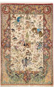 Tappeto Ghom Seta Persia Floreale Crema Rosso 130x197 Cm
