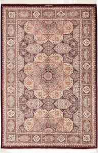 Tappeto Ghom Seta Persia Geometrico Bordeaux Crema 133x200 Cm