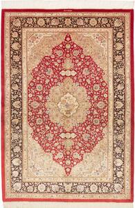 Tappeto Ghom Seta Persia Medaglione Rosso Marrone 135x197 Cm