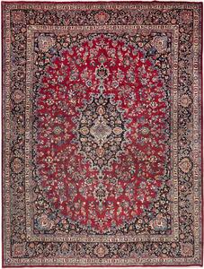 Tappeto Mashad Persia Medaglione Rosso Blu 293x387 Cm