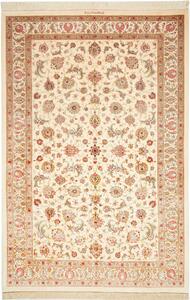 Tappeto Ghom Seta Persia Floreale Avorio Rosa 201x307 Cm
