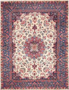 Tappeto Mashad Persia Medaglione Avorio Blu 305x408 Cm