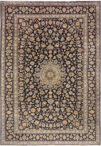 Tappeto Kashan Persia Medaglione Blu Notte Oro 258x375 Cm