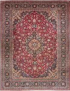 Tappeto Mashad Persia Medaglione Rosso Blu 290x380 Cm
