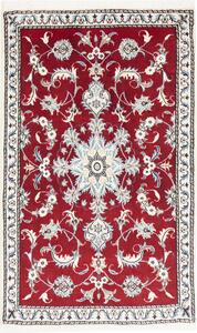 Tappeto Nain Kashmar Persia Medaglione Bordeaux Crema 85x140 Cm