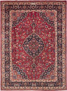 Tappeto Mashad Persia Medaglione Rosso Blu 247x333 Cm