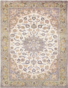 Tappeto Kashan Persia Medaglione Avorio Verde Salvia 296x386 Cm