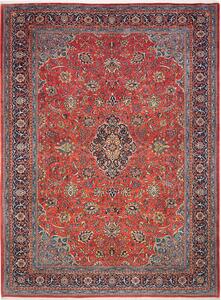 Tappeto Sarough Persia Medaglione Rosso Blu 302x403 Cm