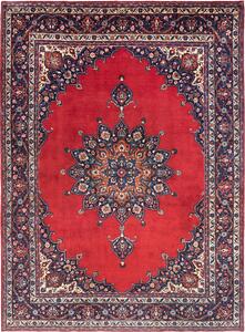 Tappeto Mashad Persia Medaglione Rosso Blu Scuro 250x337 Cm