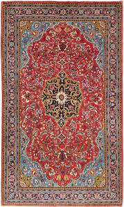 Tappeto Sarough Persia Medaglione Rosso Azzurro 130x220 Cm