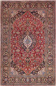 Tappeto Kashan Fine Persia Medaglione Rosso Blu 140x217 Cm