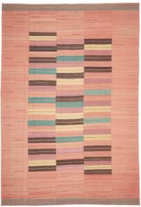 Tappeto Kilim Persia A Righe Rosa Salmone Multicolore 257x380 Cm