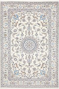 Tappeto Nain Kashmar Persia Medaglione Crema Blu 196x300 Cm
