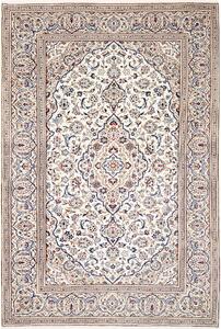 Tappeto Kashan Persia Medaglione Crema Blu 195x292 Cm
