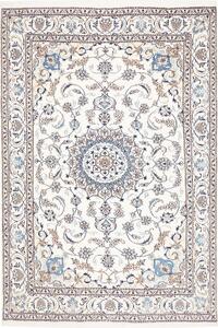 Tappeto Nain Kashmar Persia Medaglione Crema Azzurro 200x292 Cm
