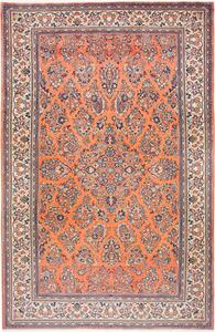 Tappeto Sarough Persia Floreale Arancio Blu 196x310 Cm