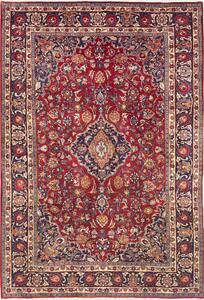 Tappeto Mashad Persia Medaglione Rosso Blu 195x290 Cm