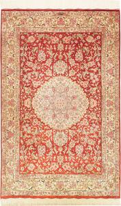 Tappeto Ghom Seta Persia Medaglione Rosso Crema 97x151 Cm