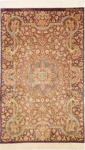Tappeto Ghom Seta Persia Medaglione Marrone Oro 77x121 Cm