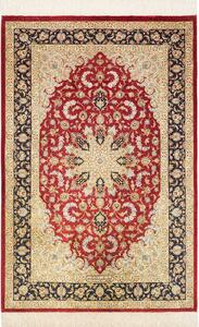 Tappeto Ghom Seta Persia Medaglione Rosso Blu 80x121 Cm