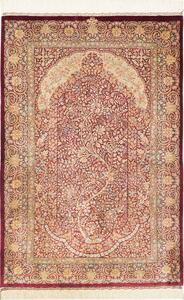 Tappeto Ghom Seta Persia Floreale Bordeaux Crema 83x123 Cm