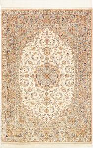 Tappeto Ghom Seta Persia Medaglione Crema Beige 102x150 Cm