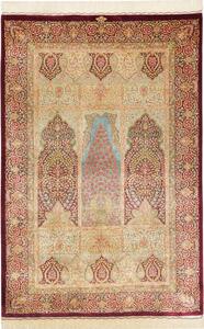 Tappeto Ghom Seta Persia Floreale Bordeaux Crema 103x157 Cm